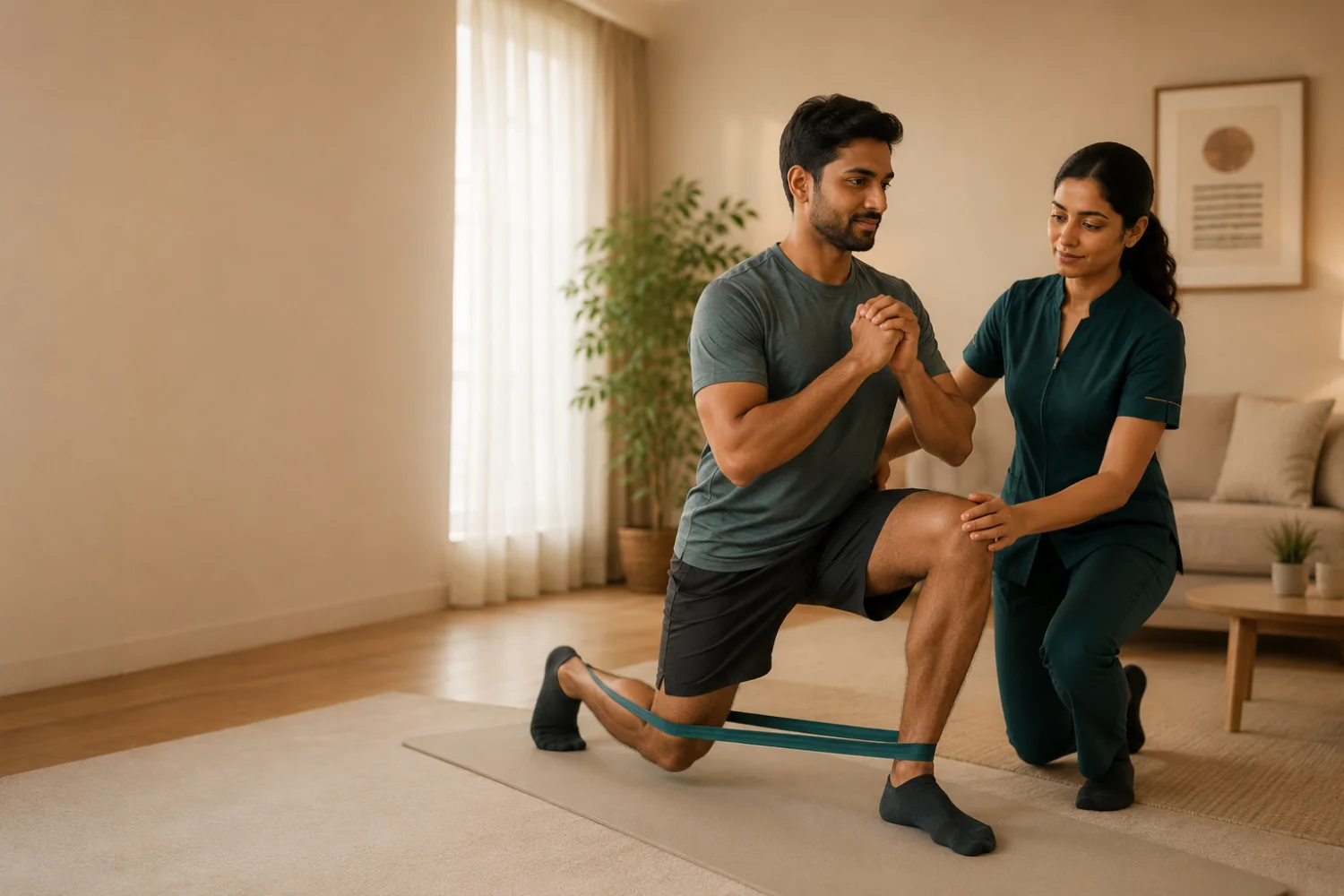 Guided sports injury rehabilitation exercise at home