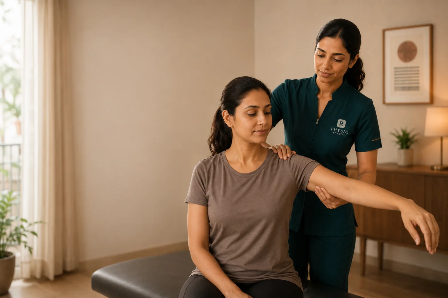 Shoulder range-of-motion assessment by a physiotherapist